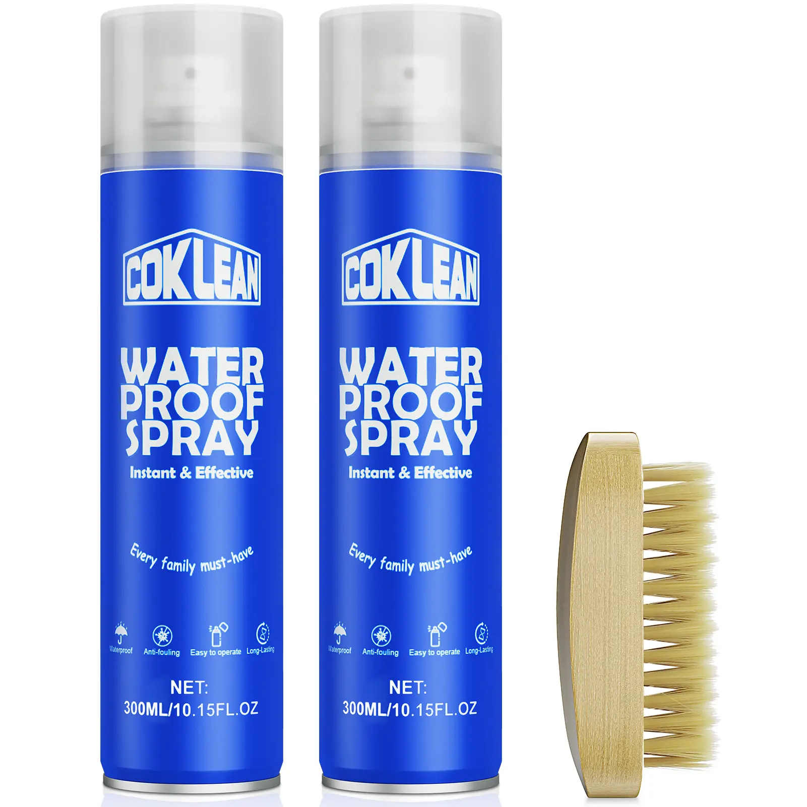 Coklean Suede Protector Spray - Waterproof Protective Stain Guard for Leather, Nubuck, Mesh and Canvas Footwear - Quick-Dry Spray-On Formula for Trainers, Sneaker Users, Yes, 300Ml/10.15Fl.oz, Quick Dry Formula, Footwear Cleaner, Hydrophobic Coating