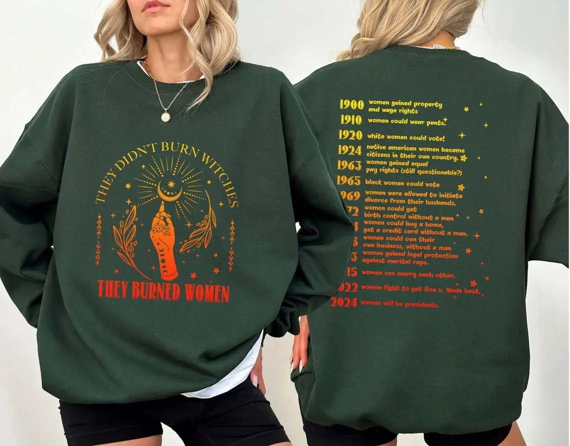 They Didn't Burn Witches They Burned Women Shirt, Witchy Feminist Comfort Colors Shirt, Boho Celestial Fall Shirt, Halloween Sweatshirt