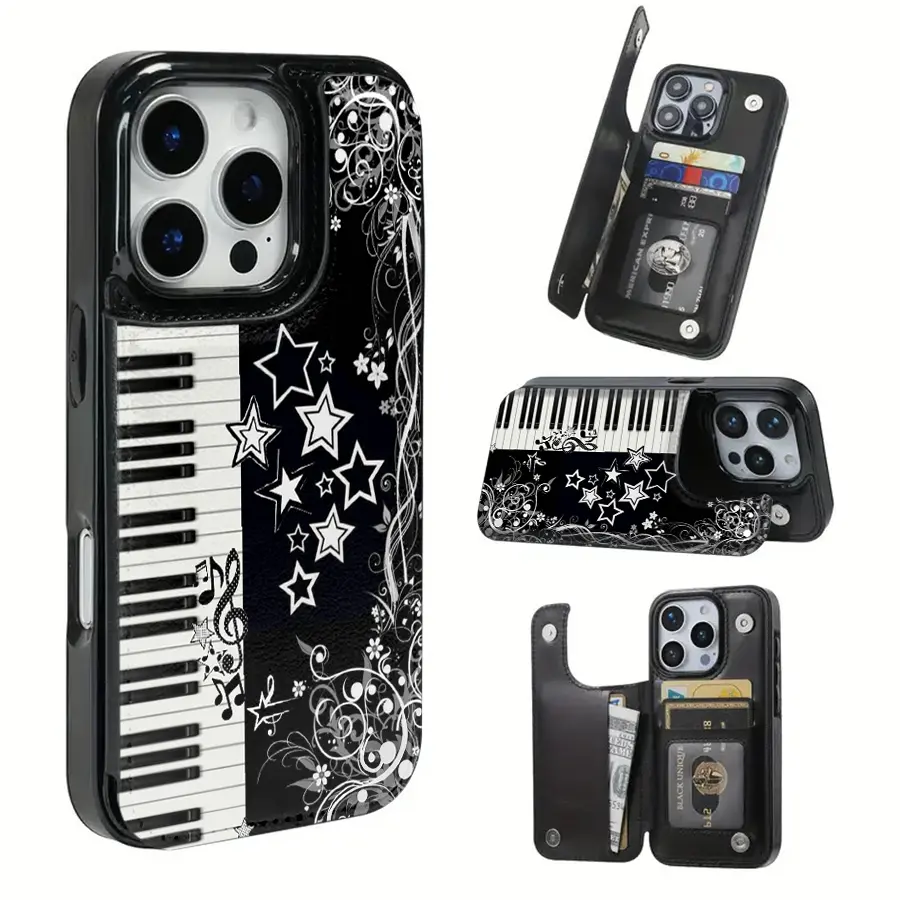 Phone case: Star pendant key pattern, this practical TPU phone case adopts pattern design, has a card slot, can store bank cards, bus cards and other functions. Suitable for iPhone 16 Pro Max, 16, 15 Pro, 14 PLUS, 13, 12 Pro Max series. Can be used as a
