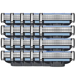 24 Pcs Triple Blade Replacement Heads for Gillette Mach3 & Persona Triflexx Razors, Stainless Steel Blades for Enhanced Shaving Experience