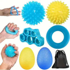 5/7Pcs Hand Grip Trainer Set Finger Exercise Ball Hedgehog Ball Soft Squeeze Ball Hand Therapy Ball for Osteoarthritis Grip Strength Enhancement with Storage Bag