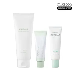 [mixsoon Official] Centella Compact Set - Vegan Foam Cleanser, Hyaluronic Acid Moisturizing Moisturizer, and Sunscreen (Must-Haves Collection)