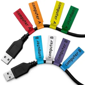 240 PCS Cable Labels Tags for Cable Management – 8 Bright Colors, Self-Adhesive, Tear-Resistant & Waterproof Cord Labels for Electronics | Tags for Wires - Writable or Printable with Laser Printer