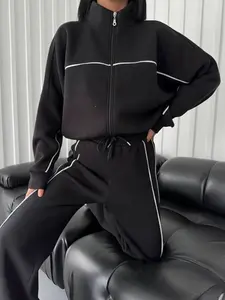 Women's Sports Sweatshirt Long Pants Set, Casual Sportswear for Women, Sporty Set, Sports Fitness Outfit, Comfortable & Stylish for Daily Wear, Athleisure Wear Set, Athleisure Street Fit, Athleisure Activewear Set