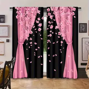 Cherry Blossom Curtains Set of 2, Window Curtain, Perfect for Bedroom, Japanese Tea Room, Sakura Theme Space, Romantic Spring Atmosphere