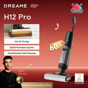 【Super Brand Day】DREAME H12 PRO Series I Wet Dry Vacuum Cleaner, Smart Floor Cleaner Cordless Vacuum and Mop for Hard Floors, One-Step Edge to Edge Cleaning with Hot Air Drying Black