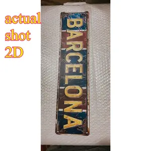 Barcelona Football Aluminum Sign 40x10cm Spanish City Wall Art Home Decor Products for Man Cave Bar Vintage Decor Vintage Plaque Decor Metal Sign