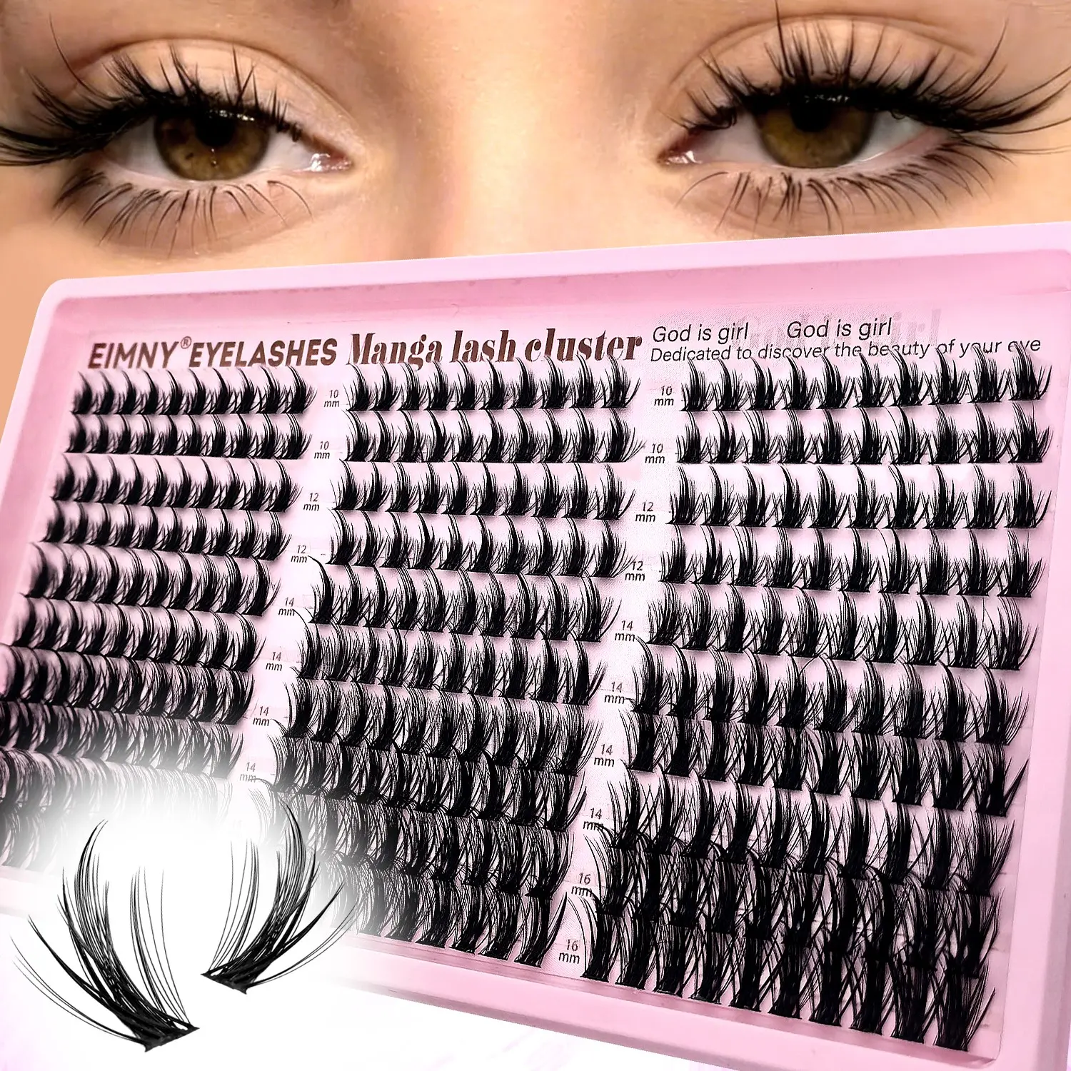 Natural Anime Cosplay False High Quality Eyelashes Set, Manga Anime Lashes, 300pcs Soft Fine Fairy Lash Extensions, CC Curve 10-16mm, Single Root Lashes, Cosmetic False Lashes