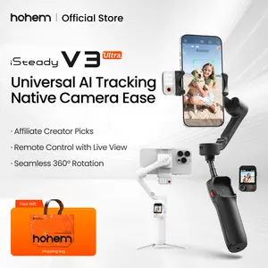 hohem iSteady V3 Ultra NEW Gimbal,Detachable Touchscreen Remote,Advanced AI Tracking with any App,360° Infinite Pan Tracking,Select People&Obeject on Touchscreen to Track,3-Color Fill Light,3-Axis Stabilization