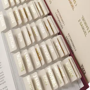 Laminated Bible Tabs for Women, 100 Tabs, Bible Book Tabs for Study Bible, Large Print Bible Chapter Tabs(Gold Foil Embossed Lettering), Bible Study Supplies, Cream Bible Labels Tabs