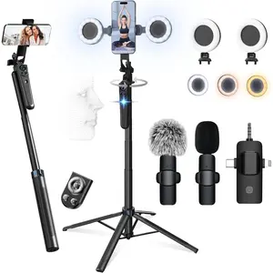 Vlogging Kit for /Android, 63"Auto   Tripod for  with Light, Microphones, Scrolling Remote Control for , Content Creator Kit for YouTube Starter Live Streaming
