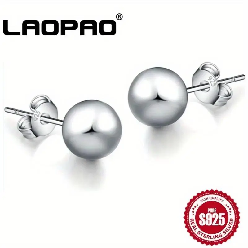 925 Sterling Silver Ball Stud Earrings, Hypoallergenic Polished Round Silver Ball Earrings for Women Men, Classic Minimalist Everyday Studs, Nickel-Free Lightweight Jewelry for Sensitive Ears