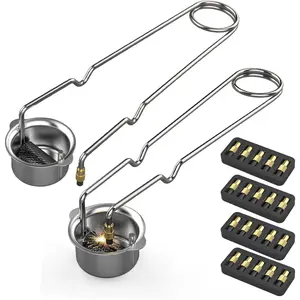2-Pack 2 Round Single Flint Torch Striker with 20 Replacement Flints Heavy Duty Spark Lighter for Welding Cutting