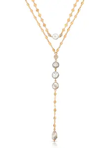 Dreamin’ Freshwater Pearl Lariat Necklace Set | 18K Gold Plated Layered Pearl Necklace | Elegant Summer Jewelry Gift for Women
