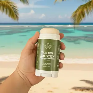 Tallow SOL Stick – Natural Mineral Sun Protection | Baby-Safe & Reef-Safe | Tallow Sun Stick 2.5 oz  Sunscreen Raspberry Organic Spf