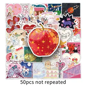 50pcs of cute and whimsical cartoon stickers for children, perfect for scrapbooks, diaries, laptops, water bottles, cars, and other items. These stickers feature designs based on beliefs and convey positive messages.