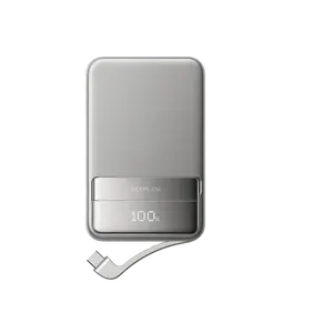 EF ECOFLOW Rapid Power Bank, 10000mAh Qi2 Certified Wireless Magnetic Portable Charger, 65W Max Fast Charging Battery Pack with Built-in USB-C Cable & Stand for iPhone17/16/15/14/13/12 Series Only