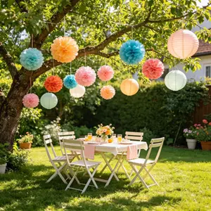 18pcs Colorful Paper Flower Ball Lantern Set, Boho Style Party Hanging Decorations, Festival Decorations, Wedding, Birthday, New Year, Halloween Celebrations