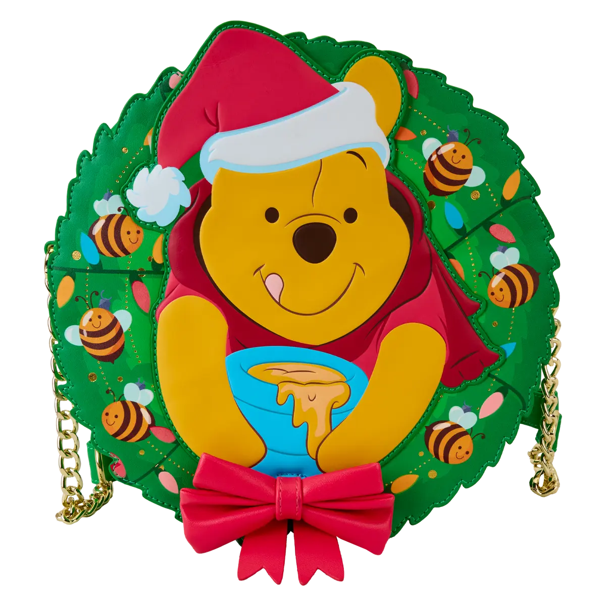 Winnie The Pooh Stuck In Wreath Glow Crossbody Bag, Trendy Crossbody Bag, Adjustable Crossbody Shoulder