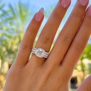 Set of 3 silver plated rings with square Cubic Zirconia princess cut classic style for women, suitable for daily wear and wedding, ideal gift for Valentine's Day,