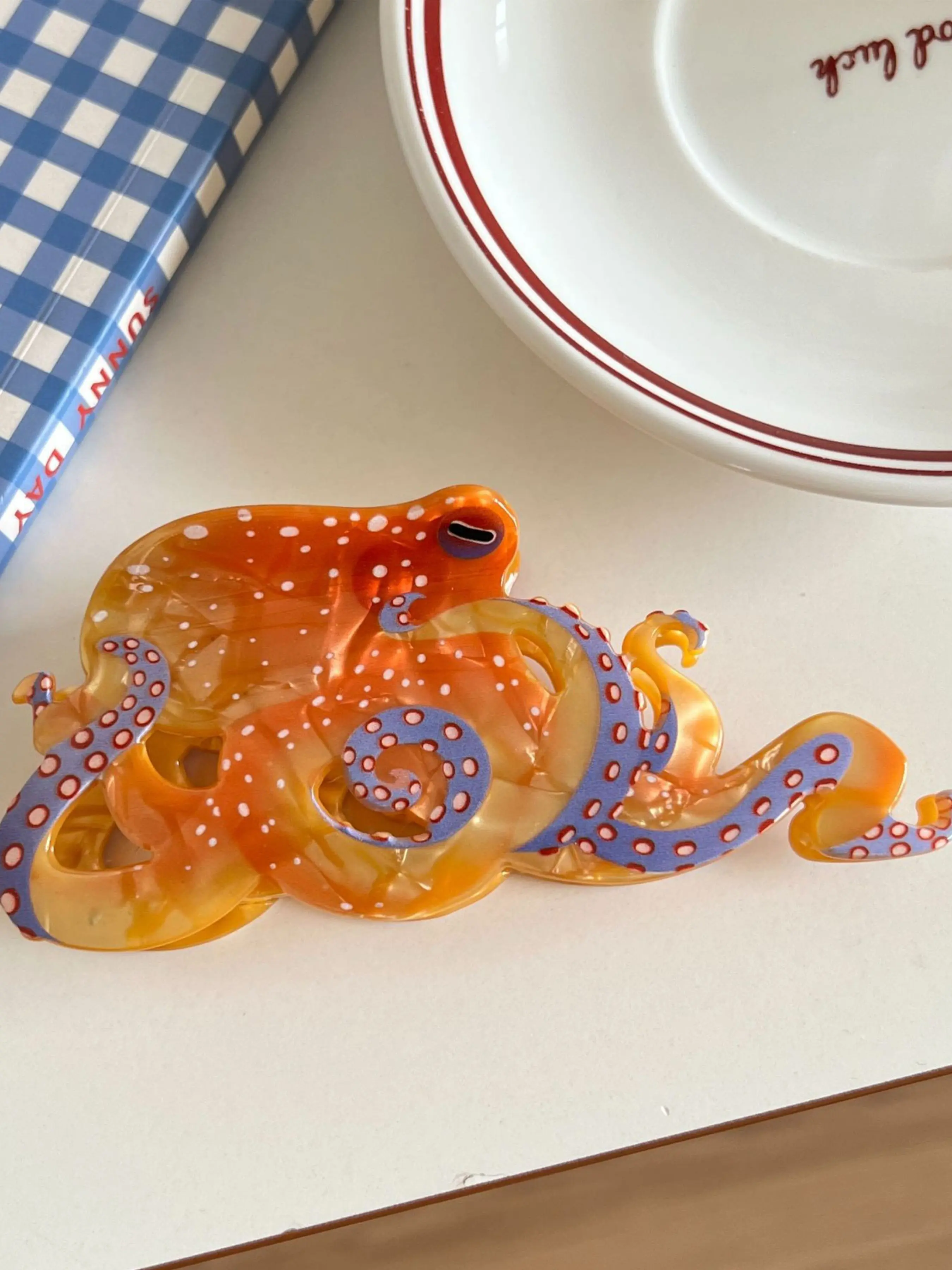1pc Octopus Hair Clip, Ocean Animal Claw Clip, Acetate Board Hairpin, Fun Accessory, Unique Hairstyling Tool, Trendy Fashion Item, Cute Hair Accessories