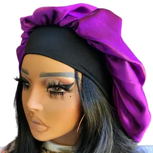 Purple Women's Jumbo Bonnet with Wide Band for Secure Fit