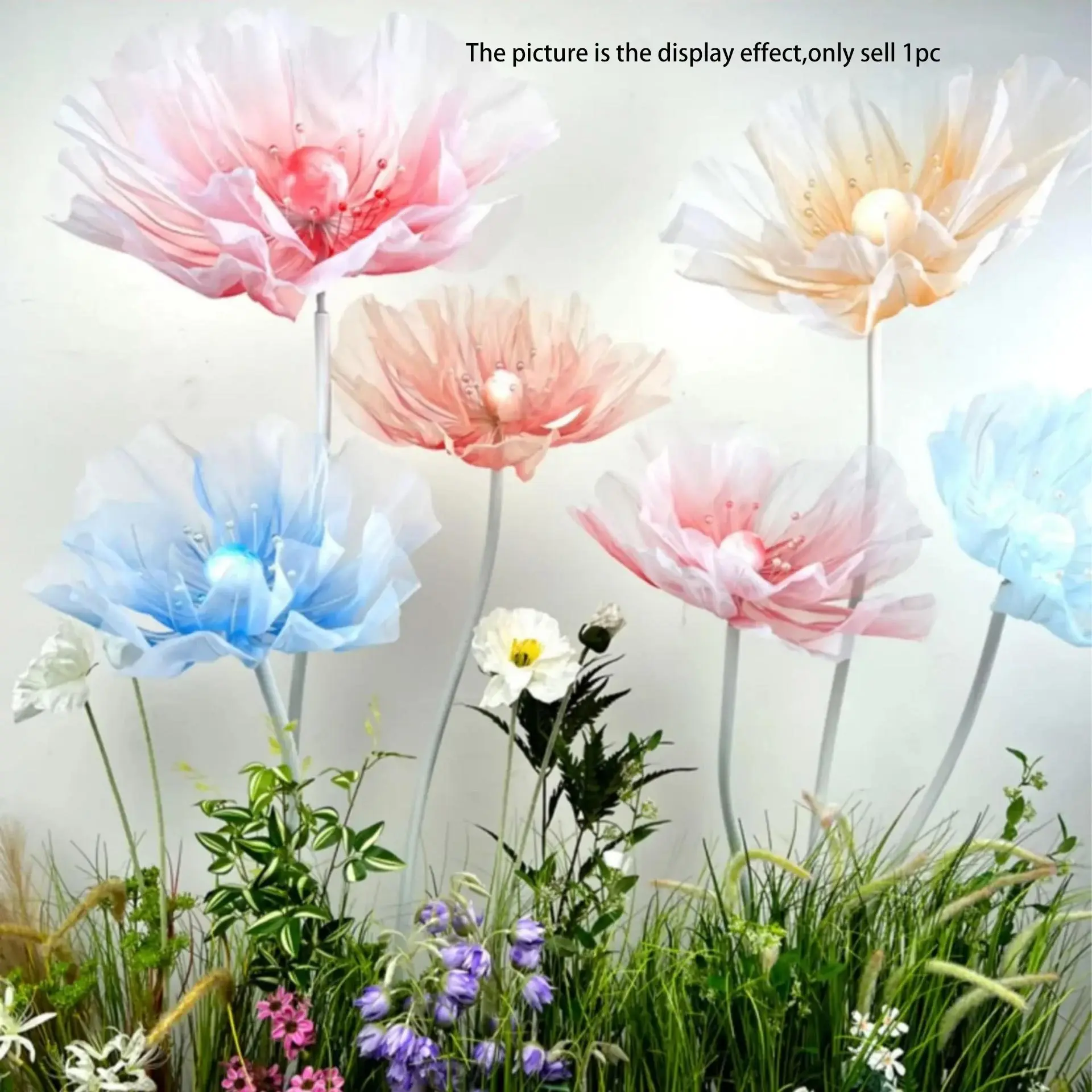Artificial Poppy Flower, 1 Count Colorful Fake Poppy, Decorative Flowers for Home Party Wedding, Outdoor Holiday Decoration Display Giant Gauze Fake Poppy, Fruit, Artificial Faux Flowers, Faux Floral Decor