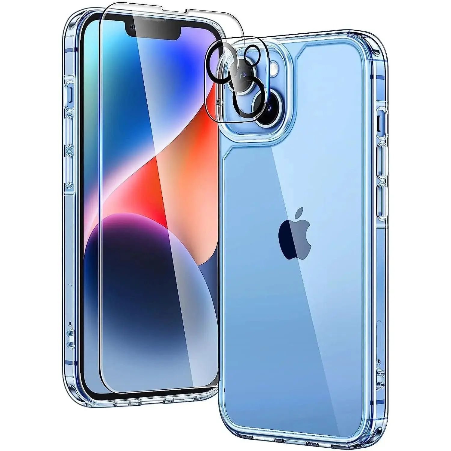 Entronix Case Heavy Duty Transparent Case for Apple iPhone 13 Mini with 1 Screen Protector, Camera Lens, Shockproof Dropproof, Multicolor Protection Crystal Protective