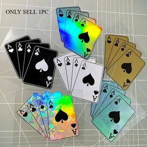 1PC Niche Poker Hype Aesthetic Sticker, Car Decal (for car accessories, hype decor gadgets) Ace of Spades poker logo texture design, fits street hype-style lovers' taste Car Decorative Sticker