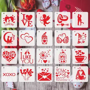 Valentine's Day Templates, 20 Reusable Plastic Templates for Valentine's Painting, Wall and Floor Decor, Stone Dot Art Projects, Crafts Art Supplies (3 Inch)