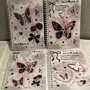 Butterfly Notebook Set for Women, A5 Size, Cute Bow Design, Ideal for School & Office Use, Enhance Your Stationery Collection!