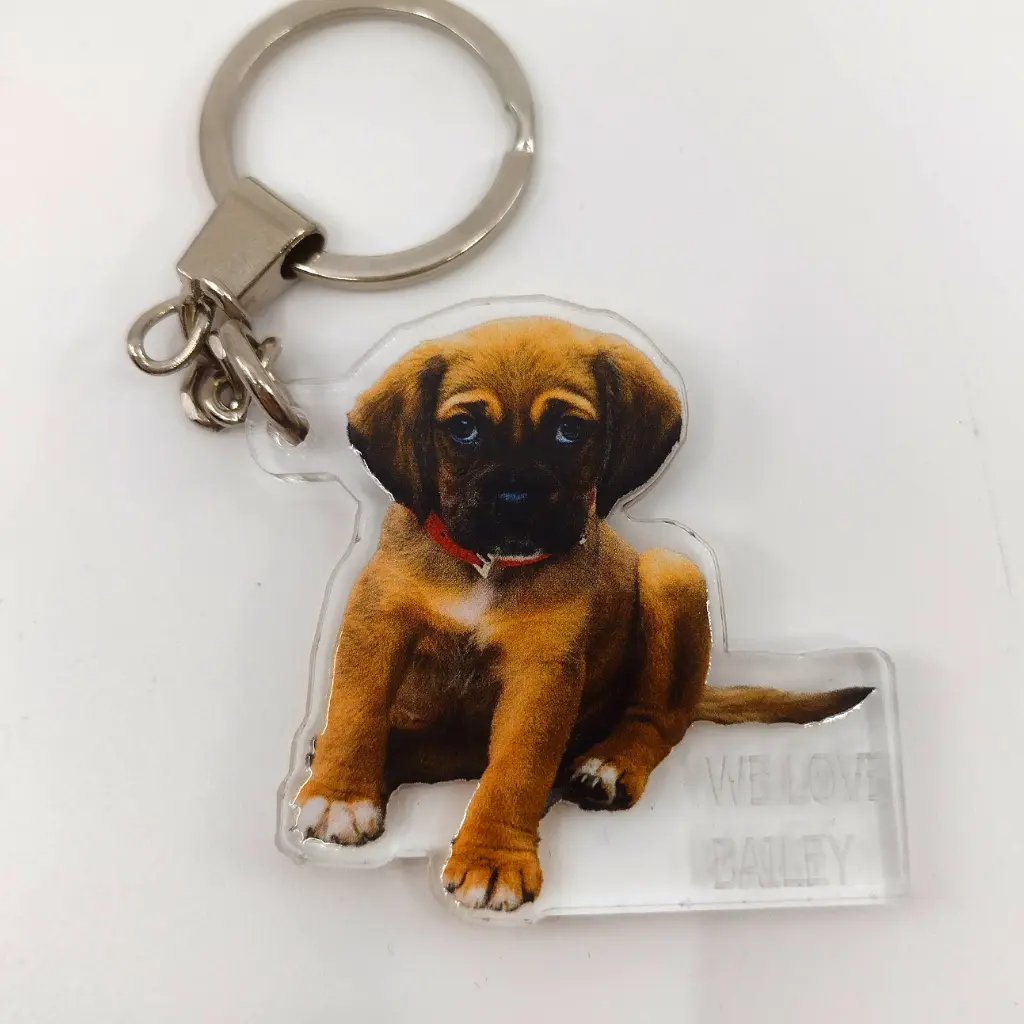 Custom Dog Photo Keychain – Personalized UV Printed Pet Portrait Key Ring, Cute Accessories, Pet Lover Gift, Bag Charm, Custom Dog Mom Key Fob