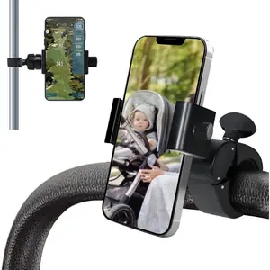 Universal Phone Holder for Stroller Golf Cart Bike Shopping Carts Scooter Cellphone Mount Horizontal & Vertical Uses Cellphone Clamp Clip