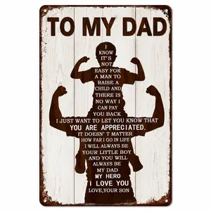 8x12 in Lightweight Aluminium Rectangle Flat Decorative Sign, Rustic Farmhouse Wall Art Plaque, Dad Gift From Son for Father’s Day/Birthday, Man Cave Home Decor