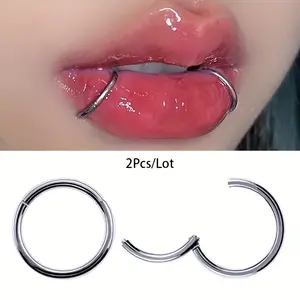 African Lip Rings  Seamless Stainless Steel Hoop Lip Ring Set with Punk Simple Style Body Piercing Jewelry for Hip Hop Bling oufer  body  jewelry labret  hoop