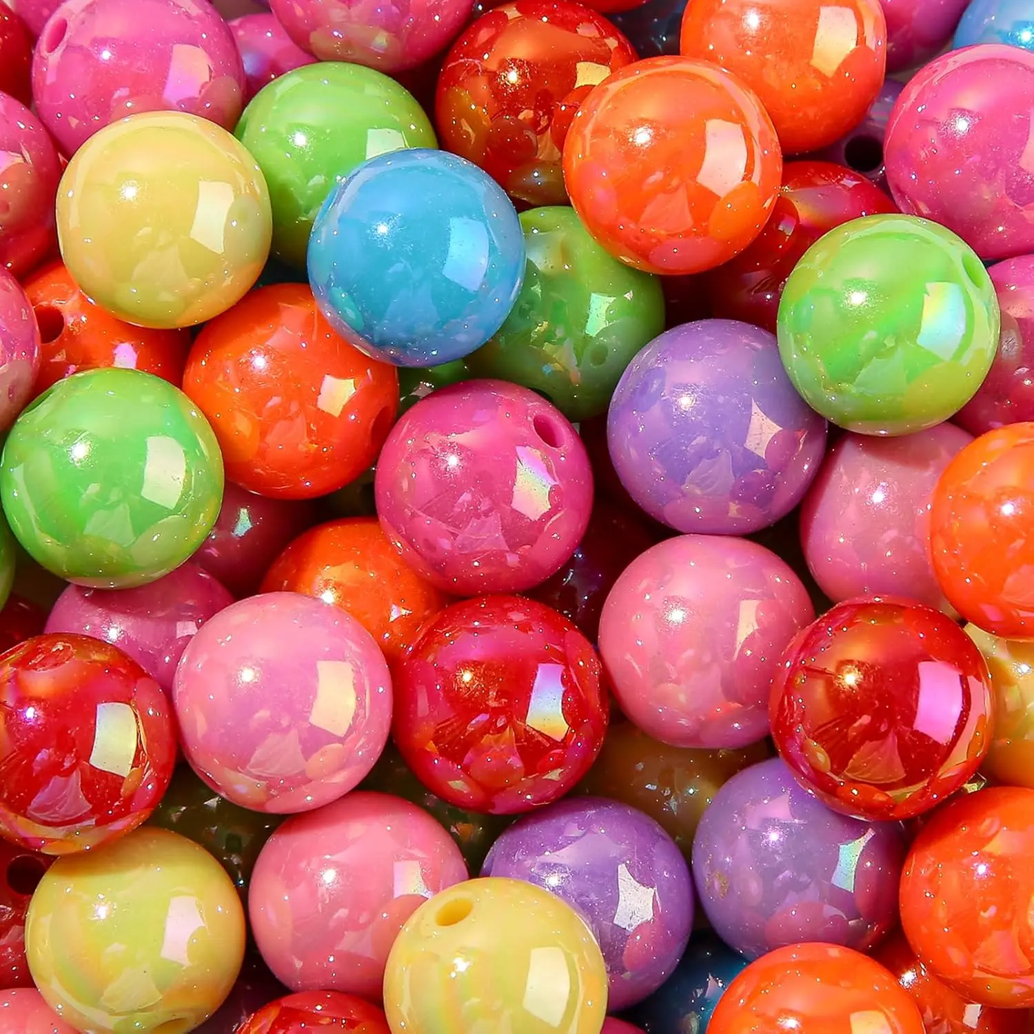16mm Acrylic Beads 100pcs Ab Rainbow Color Pen Beads Chunk Bubblegum Beads for DIY for Jewelry Making Bracelets Beadable Pens(Rainbow)