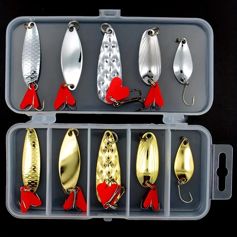 Artificial Fishing Lure, Fishing Lure with Storage Box, Spoon Lures, Fishing Accessories for Outdoor Fishing, Fishing Supplies, Fishing Tackle Kit