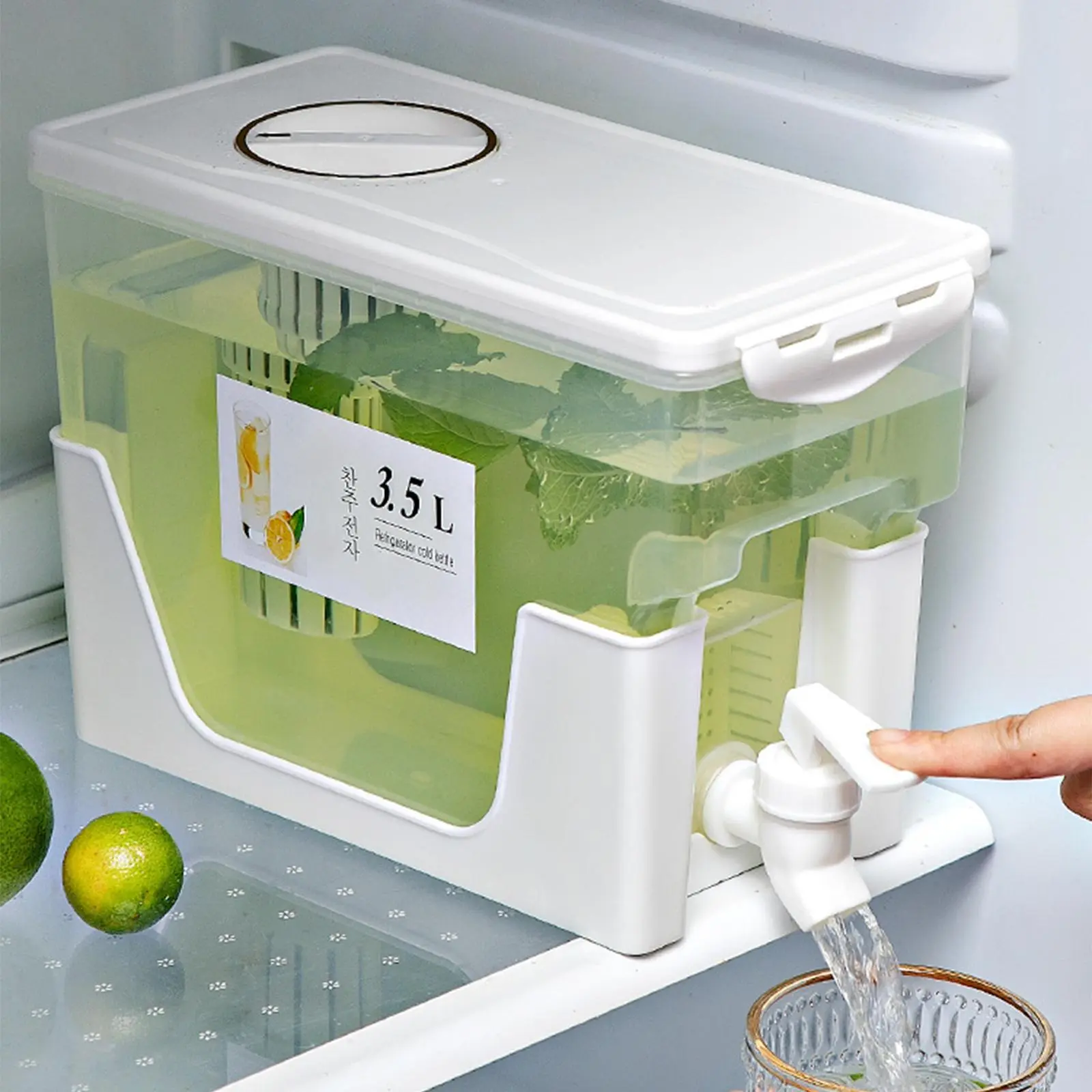 Refrigerator Water Dispenser, 1 Set Large Capacity Water Bucket with Faucet, Juice Fruit Drink Tea Bucket, Kitchen Storage Organizer, Jugs