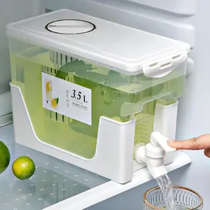 Refrigerator Water Dispenser, 1 Set Large Capacity Water Bucket with Faucet, Juice Fruit Drink Tea Bucket, Kitchen Storage Organizer, Jugs