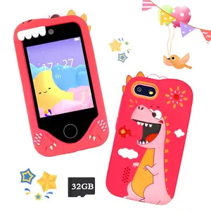 Kids Mobile Toy Gift, Children's Dinosaur Phone Toy, 2.8 Inch Touch Screen with Dual Camera, Games & Learning Functions, Supports 1080P Video Recording, Christmas Holiday Birthday Surprise Gift for 3-12 Year Old Boys & Girls, Includes 32G Card