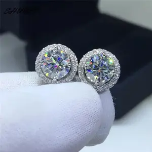 Synthetic Moissanite Stud Earrings Jewelry, Lab-Created Moissanite Versatile Earrings for Men, Personalized Fashion Accessory with Ear Hook & Ear Clip Options, Ideal for Christmas & Valentine's Day Gifts