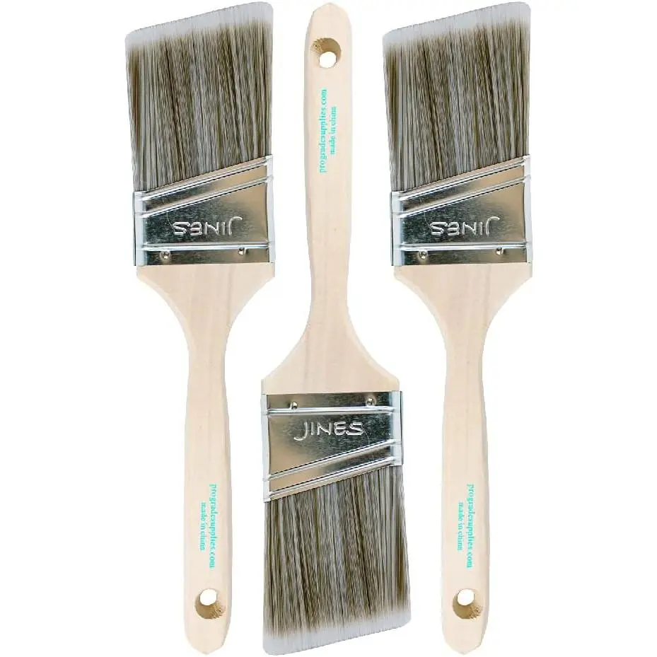 Brushes - 3-Pack - 2.5" Angle Sash Brushes for All Latex and Oil Paints & Stains - Home Improvement - Interior & Exterior Use