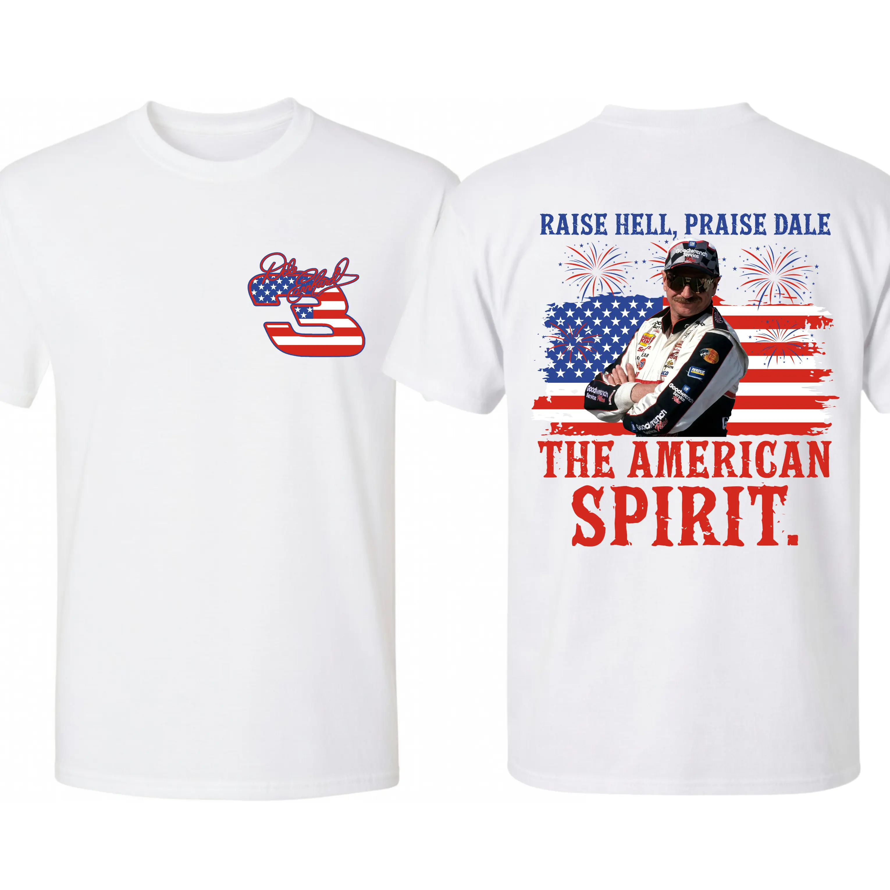Dale Earnhardt The American Spirit Short-Sleeve Round Neck Casual Streetwear Menswear Unisex T-Shirt, 4th of July Independence Day Gift Top, Shortsleeve, Tshirt