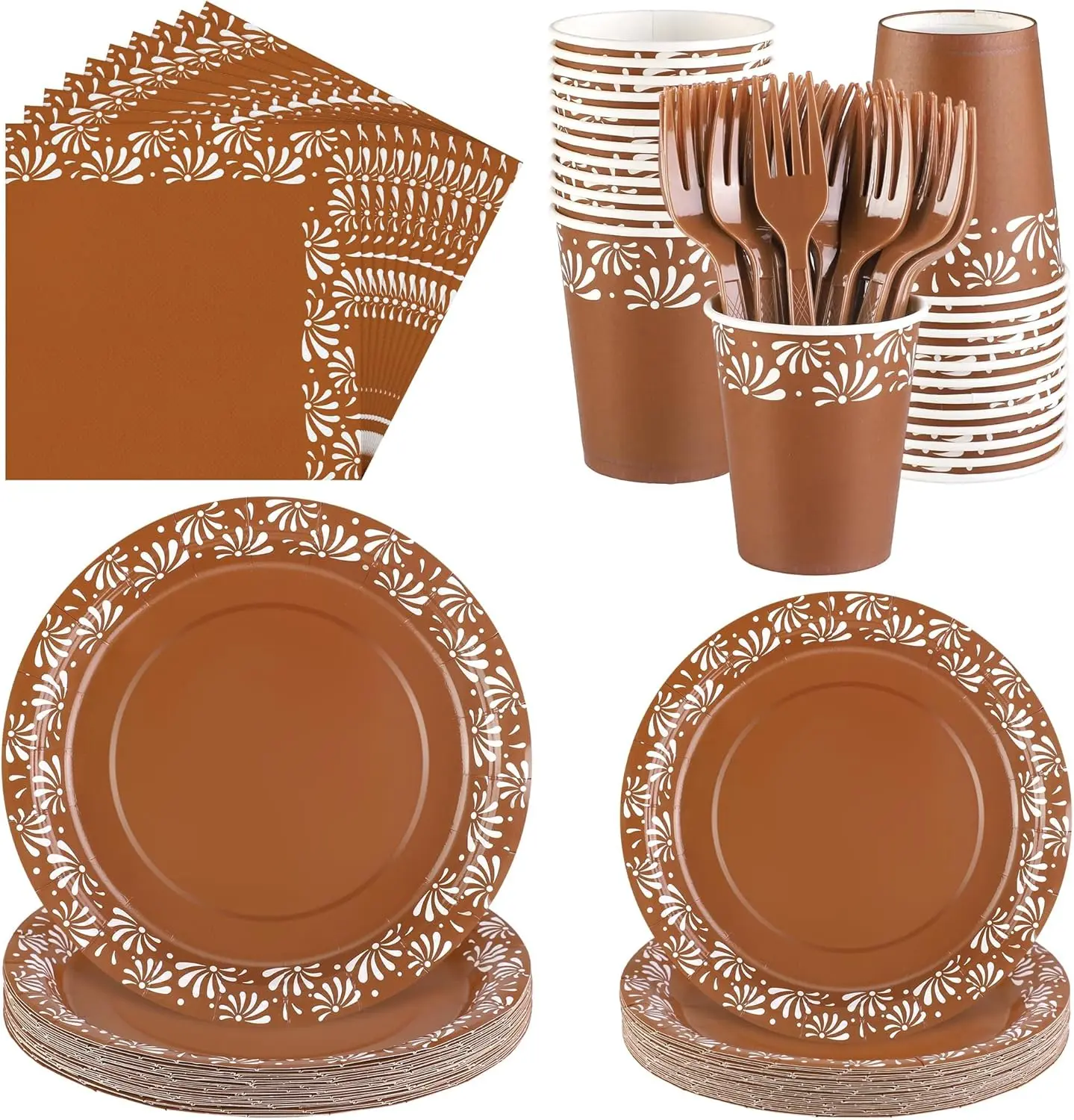 Kochorie 144 Pieces Cielito Lindo Party Decoration, Platos De Barro Mexicanos Fiesta Disposable Tableware Sets Plates Napkins Cups Forks Serves 24 for Cielito Lindo Baby Shower Mexican Party Supplies