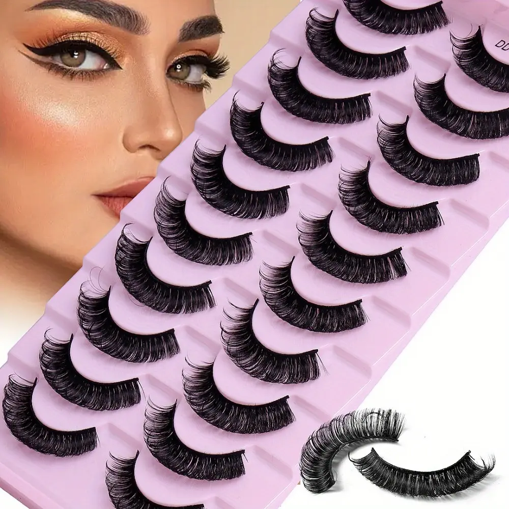 10 pairs Lashes Eyelashes Fake Eyelashes Russian Strip Lashes False Eyelashes Biche Eyes Extension Lashes Russian Volume Russian Lashes Eyelash Extensions