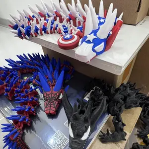 Multiple options available. 18-inch large-sized 3D printed multi-pattern-themed dragon-shaped artistic statues. Suitable as home decorations or ornaments for collectors. Intriguing home accessories.