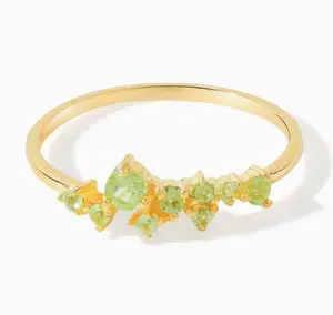 Peridot Cluster Ring – 14K Gold Plated