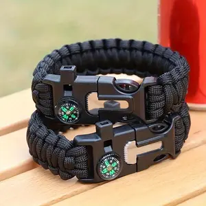 2pcs Wilderness Companion, Versatile Outdoor Survival Bracelet with Compass - Durable 7-Core Rope Wristband for Camping & Emergencies, Multicolor