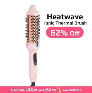 Thermal Brush-Blowout Wavy Boost 1.5 inch Heated Round Brush Look with  LED Display, Dual Voltage, Pink, Hair Heated Curler Brush,Negative Ions Single,for wavy hair,Styling,long-lasting wave,Curling Irons,Detangler Straightening, Ionic Adjustable Heat Per