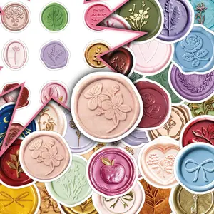 Wax Seal Stamp Sticker, 100pcs/set Creative Wax Seal Stamp Stickers, DIY Decorative Scrapbooking Supplies for Journals & Envelopes, Decal Sticker